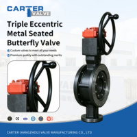 Válvula de Mariposa de Triple Excéntrico con Sello Duro Metal a Metal, Acero Inoxidable CF8, Brida RF, Neumática, para Vapor y Gases de Combustión, API 609, OEM