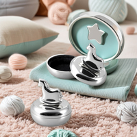 Boîte à souvenirs pour la première dent et la première mèche de bébé, design cheval, plaqué argent, finition laquée écologique, idéale pour les cadeaux de souvenir