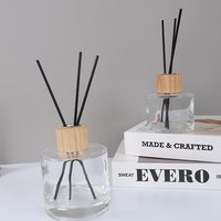 Vente en gros de flacons en verre vides pour diffuseur de parfum avec couvercle en bois et bâtonnets en rotin de remplacement pour diffuseur d'huiles essentielles DIY