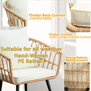 Vente chaude Design moderne 5 pièces ensembles en osier tous temps extérieur Durable PE rotin jardin Patio meubles pour salon parc - Product Image 5