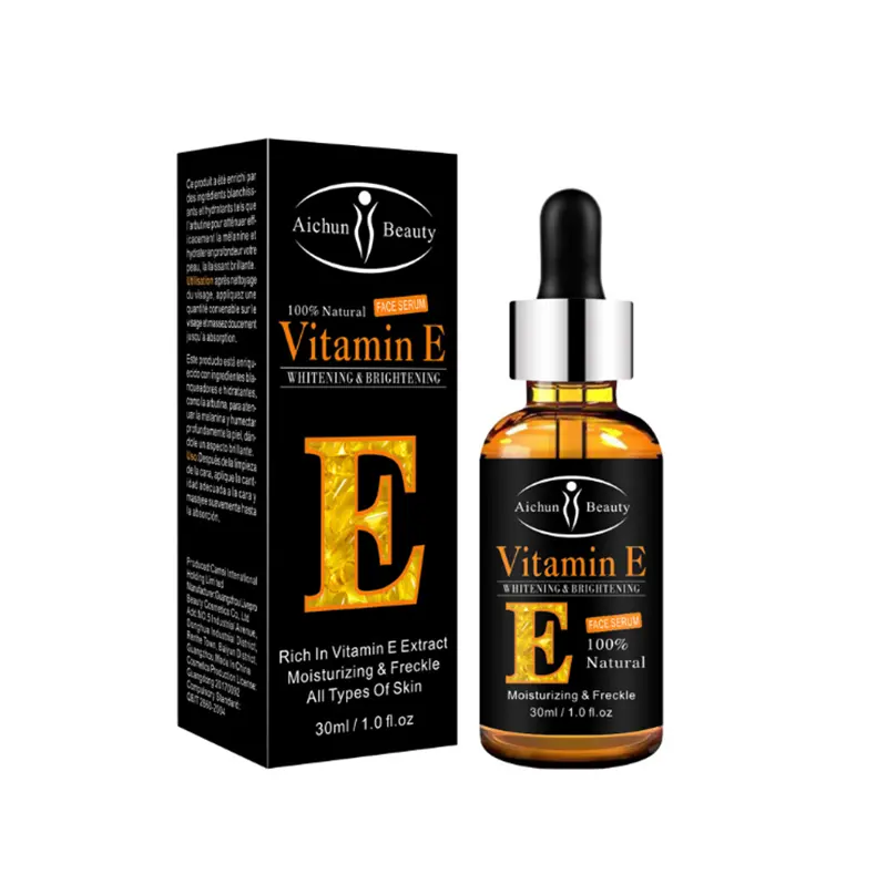 Özel etiket güzellik beyazlatma saf doğal E vitamini özü yüz serumu