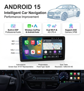 Autoradio Android SL32 9/10 pouces avec écran QLED, refroidissement par ventilateur, processeur Octa Core, kit de cadre et <span class=keywords><strong>radio</strong></span> Android 15 - Product Image 2