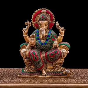 Resina indiana indù elefante dio Ganesh Ji Ganesha statua di decorazione per casa ufficio decorazione scultura buona fortuna ornamento regalo