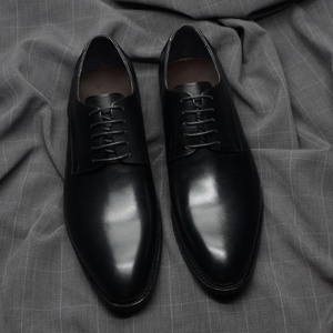 Chaussures Oxford Derby pour hommes en cuir pleine fleur faites à la main haut de gamme, respirantes, à lacets carrés, style britannique, pour mariage et affaires - Product Image 6
