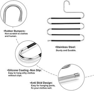 Cintres organisateurs de vêtements carrés <span class=keywords><strong>en</strong></span> métal brillant, antidérapants, légers et durables pour pantalons, jeans, écharpes, cravates, gain de place dans le placard - Product Image 3