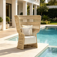 Chaise longue de patio en rotin moderne, résistante aux intempéries et aux UV, pour jardin, cour, villa, hôtel et parc