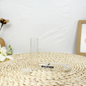 Tube en verre cylindrique résistant aux enfants avec bouchon en bois - Product Image 3