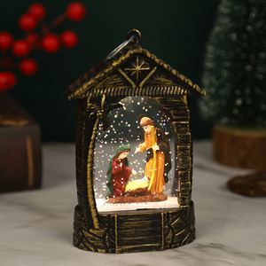 Venta Directa de Fábrica: Casa de Navidad con Techo de Paja, de Plástico, con Luces LED Cálidas, Funciona con Pilas, Decoración Creativa para Escritorio - Product Image 1