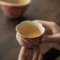 Tasse à thé en céramique chinoise peinte à la main avec des pivoines, tasse à thé Kung Fu faite à la main, tasse à thé pour la maison, pour les amateurs de thé