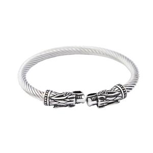 สร้อยข้อมือสแตนเลสสตีลลายหัวหมาป่าสไตล์ไวกิ้งสำหรับผู้ชาย แข็งแรง ทนทาน ดีไซน์ย้อนยุค คุณภาพสูง วินเทจ เครื่องประดับโลหะหนัก - Product Image 6