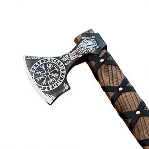 Handmade Custom Carbon Steel <b>Axe</b> Industrial Grade Bearded Survival Outdoor <b>Axe</b> with Wooden <b>Handle</b> for Camping with Sheath - Product Image 2