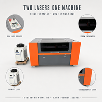 Machine de découpe laser mixte fermée, sources laser double fibre 1200W et CO2 130W pour métaux et non-métaux, une machine pour tout faire