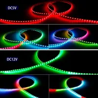 Bande LED WS2812B ultra-étroite de 2,7 mm 5 mm, 133 LED/m, adressable individuellement, bande lumineuse à pixels RGBIC, Dreamcolor, DC5V/12V, USB, IP20