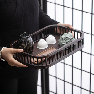 <b>Bamboo</b> Tea Storage <b>Basket</b> Rectangle Vintage Style With Handle For Tea Ceremony Accessories - Product Image 2