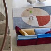 Sofá Modular Danés de Diseño Nórdico con Combinación de Colores en Tela Multicolor, Estilo Pequeño, con Esponja Artística de Madera