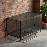 Cage à volailles en métal robuste avec grillage dense de type H, revêtement poudré, fermeture coulissante horizontale, pour l'extérieur, toutes saisons