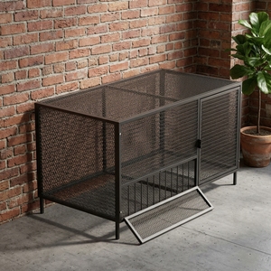 Cage à volailles en métal robuste avec grillage dense de type H, revêtement poudré, fermeture coulissante horizontale, pour l'extérieur, toutes saisons - Product Image 2
