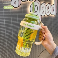 Bouteille d'eau isotherme 1400 ml avec poignée, idéale pour les enfants, les sports et l'école, avec rappel de l'heure, modèle crème glacée – Nouveauté très prisée