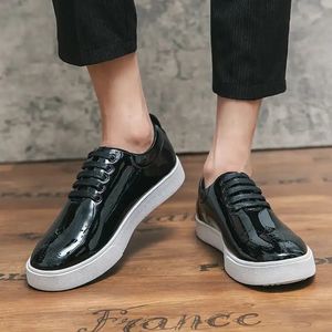 Men Business Formal Casual Shoes Size 38-44 <strong>Brogue</strong> Carved Manmade <strong>Patent</strong> Leather <strong>Black</strong> Green Height Increasing Flat Autumn Shoes - Product Image 6