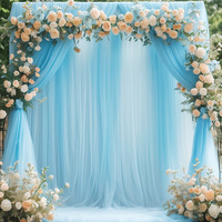 Tissu de fond de scène de mariage réutilisable en mousseline transparente avec passe-tringle, draperie en tulle pour drapage de chaise, chemin de table, rideau de fenêtre domestique, style européen