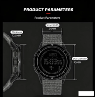 Reloj deportivo para exteriores, reloj Digital LCD de fibra de carbono, reloj electrónico resistente al agua de nailon, podómetro para senderismo y natación, reloj con metrónomo