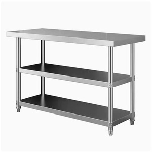 Plan de travail en acier inoxydable pour cuisine commerciale, taille personnalisable, pieds réglables en hauteur, capacité de charge de 100 kg, pour restaurants, cafés - Product Image 1