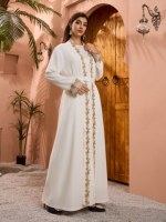 Abaya Uni Wholesale Dubaï 2026, Kaftan Turc Modeste, Kimono Élégant avec Appliques, Abaya Ouverte avec Ceinture, Robe Musulmane pour Femme