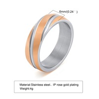 2024 accessoires de mode bague bijoux or Rose plaqué or hommes anneaux 6MM Simple acier inoxydable sergé rainure anneau pour hommes
