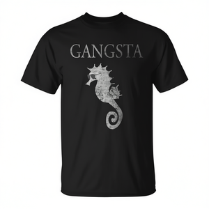 T-shirt Gangsta Seahorse Nera per Adulti Unisex, Abbigliamento Promozionale - Product Image 2