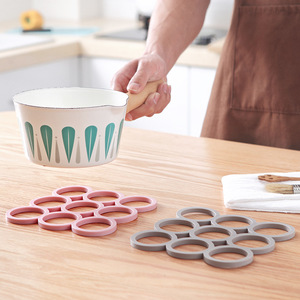 Round Silicone Honeycomb Heat Insulation Mat Pink And Gray Coaster For Pot Cup Table Anti Scalding Pad Household Kitchen Use - Product Image 3