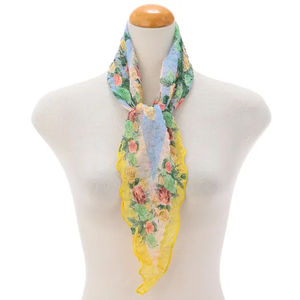 Chal de Mujer con Diseño de Ondas Pintado a Mano, Plisado, con Punta de Espada, Corto, Ligero, Transpirable y Cálido, para Uso Diario en Todas las Estaciones - Product Image 2