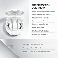 Kit de cils magnétiques réutilisables végétaliens faits à la main naturels et doux avec applicateur à bande complète et aimant ultra-fin pour un maquillage des yeux amélioré