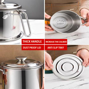 หม้อกรองน้ำมันสแตนเลส304สำหรับห้องครัวพร้อมฝาปิดถาดกันลื่นและที่กรองตาข่ายอย่างดีสำหรับน้ำมันตกค้าง - Product Image 4