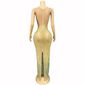 Vestido de fiesta de cumpleaños de lujo para mujer Venta caliente hasta el suelo malla brillante diamantes de imitación Matric diseño de <span class=keywords><strong>despedida</strong></span> - Product Image 5