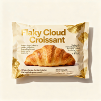 Emballage personnalisé pour en-cas frits en forme de croissant nuageux, de qualité alimentaire, avec fond plat et fermeture scellée, sachets en mylar