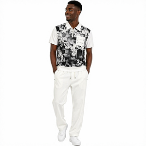 Ensemble de survêtement décontracté pour <span class=keywords><strong>homme</strong></span>, 2 pièces, imprimé à carreaux, polo et <span class=keywords><strong>pantalon</strong></span> à taille élastique, streetwear, grande taille, respirant et léger - Product Image 4
