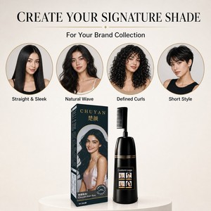 Crème colorante pour cheveux noir foncé, couleur permanente avec peigne applicateur facile, coloration permanente, fourniture directe, qualité professionnelle - Product Image 1