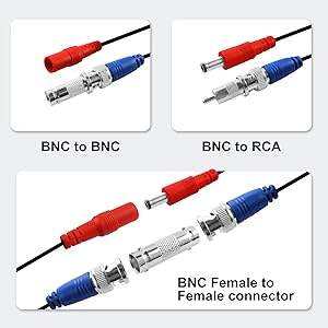 LETONDA 100フィート同軸ビデオ電源ケーブルCCTVセキュリティDVRシステムHDTVモニター用BNC拡張監視ケーブルCCTV - Product Image 5