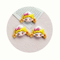 Cabujones de Resina con Figura de Cabeza de Niña de Dibujos Animados Kawaii para Adorno de Álbumes de Recortes, Decoración del Hogar, Llaveros y Accesorios de Manualidades DIY