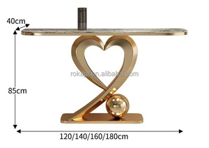 Luxury Love Heart Design Design Entrance <strong>Table</strong> <strong>Gold</strong> Shiny Metal Base Hallway Decorative <strong>Table</strong> Sintered Stone Top <strong>Console</strong> <strong>Table</strong> - Product Image 6