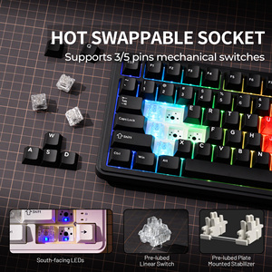 <span class=keywords><strong>Clavier</strong></span> de jeu mécanique XVX M75 Lumina Tri-Mode 75% avec rétroéclairage RVB, cadeau de la Saint-Valentin, touches programmables, touches en PBT - Product Image 5