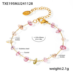 Parure de bijoux en acier inoxydable poli anti-ternissement avec chaîne en cristal naturel brillant pour femme - Product Image 6
