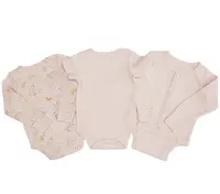 Yeni stil bebek tulum ile düğme yakın bebek pijama giysileri 3 adet bir set bebek tulum baskı tasarımı