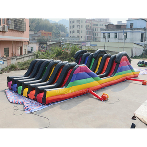 6 lane màu sắc chạy người lớn <span class=keywords><strong>inflatable</strong></span> obstacle course với <span class=keywords><strong>2</strong></span> hill <span class=keywords><strong>slide</strong></span> cho ngoài trời 5 K <span class=keywords><strong>inflatable</strong></span> các hoạt động thể thao - Product Image 2