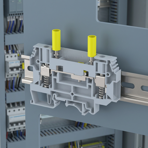 Ceramic <b>Terminal</b> Block Screw Connection with Spring Support 11-20 AWG 100A Max Continuous 2-Pole Brass Contact - Product Image 3
