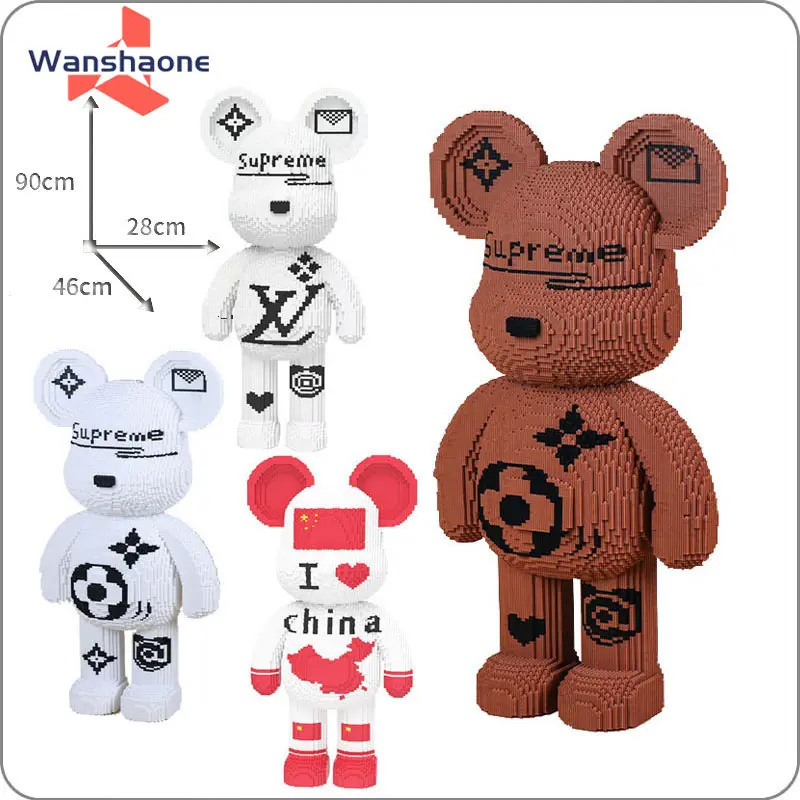 High Quality Assembled Bricks Bear Compare 3D Model Diamond Figure Small Bearbrick Connection Building Blocks Micro Bricks Toys