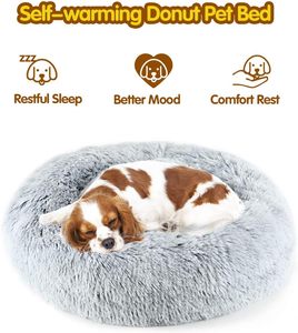 2024 Fashion Comfortable Washable Solid Fiber Plush Luxury Round Soft <b>Dog</b> Cat Fluffy Pet <b>Bed</b> for Indoor Cats - Product Image 4
