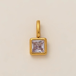 สร้อยคอจี้หินประจำเดือนเกิด 12 ราศี สแตนเลสแบบ DIY พร้อมสายสร้อยเคลือบทอง 18K สำหรับเด็ก - Product Image 5