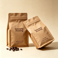 Sachet d'emballage personnalisé pour grains de café en aluminium de qualité alimentaire, haute résistance à l'humidité, imprimé en héliogravure, à fond plat