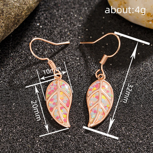 Orecchini Pendenti a Foglia in Smalto Color Oro Rosa per Donne, Gioielli Eleganti e Delicati per Uso Quotidiano - Product Image 5